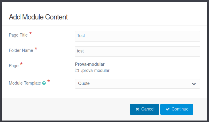 Module creation form|690x401