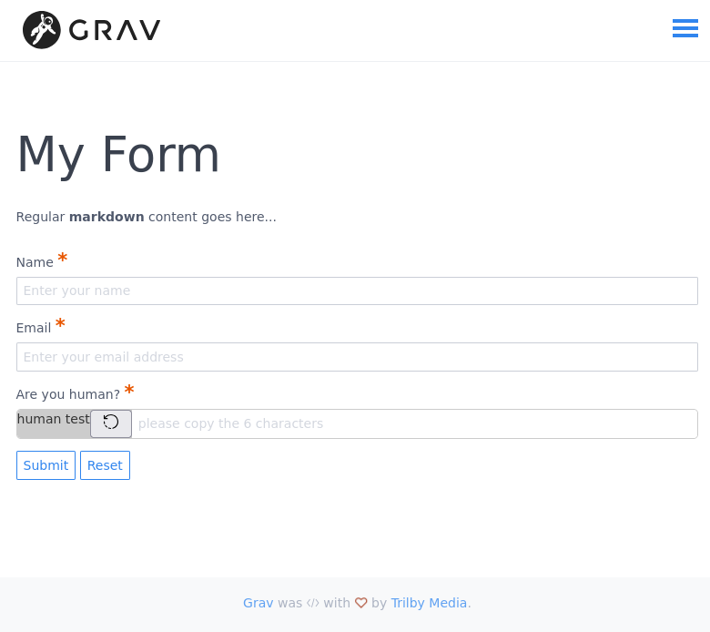 Grav - basic captcha|561x500